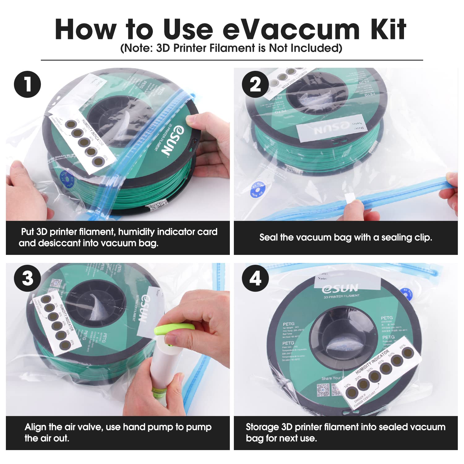 esun-kit-de-stockage-sous-vide-10-sacs-pompe-et-d-shydratants-filament-3d image 5