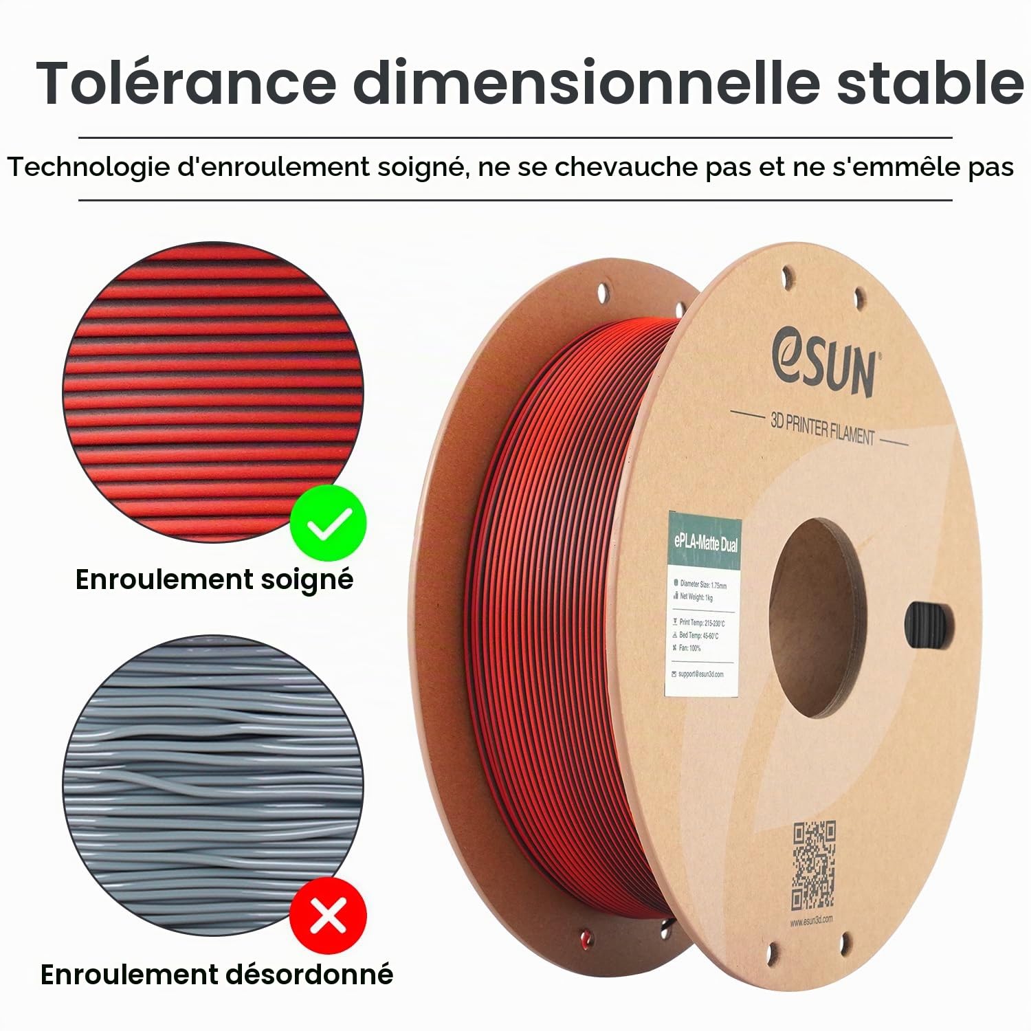 esun-epla-matte-dual-filament-bicolore-mat-1-75-mm-1-kg-rouge-noir image 3