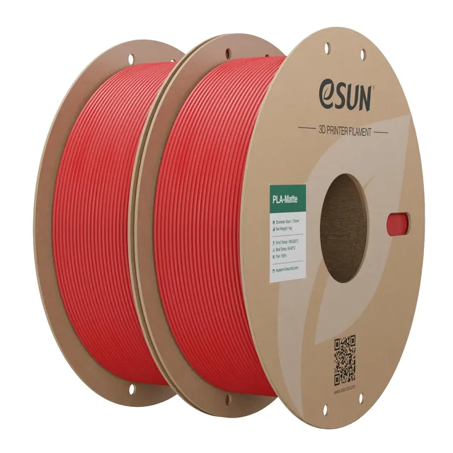 esun-pla-mat-filament-1-75mm-2x1kg-rouge-fonc image 1