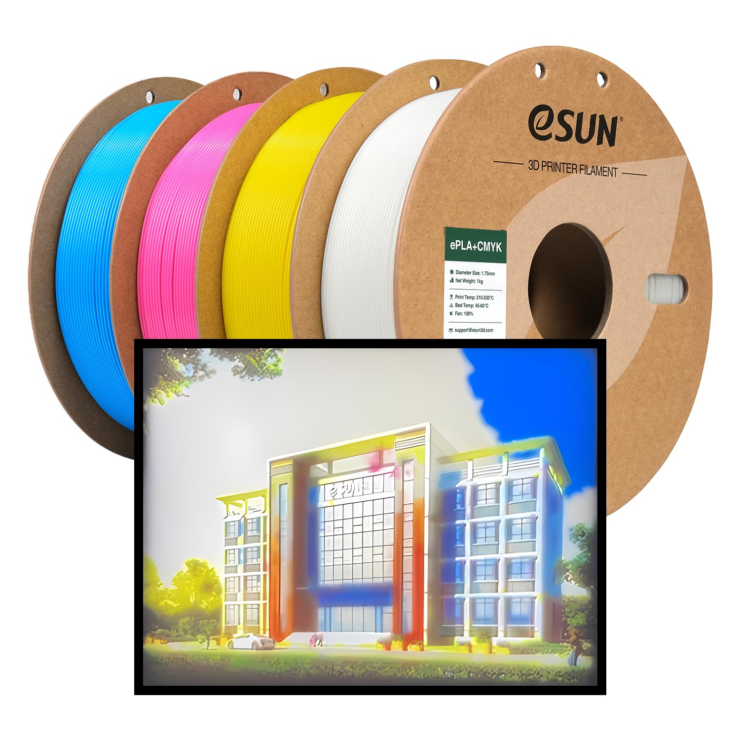 esun-epla-cmyk-lithophane-filament-pla-1-75mm-kit-4kg-cyan-magenta-jaune-blanc image 1