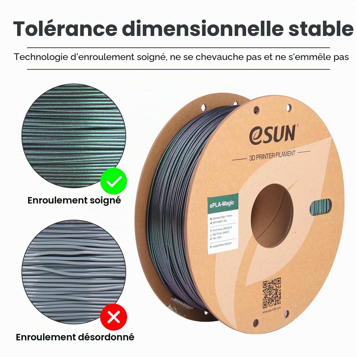 esun-epla-magic-filament-pla-bicolore-1-75-mm-1kg-vert-fonc-scintillant image 2