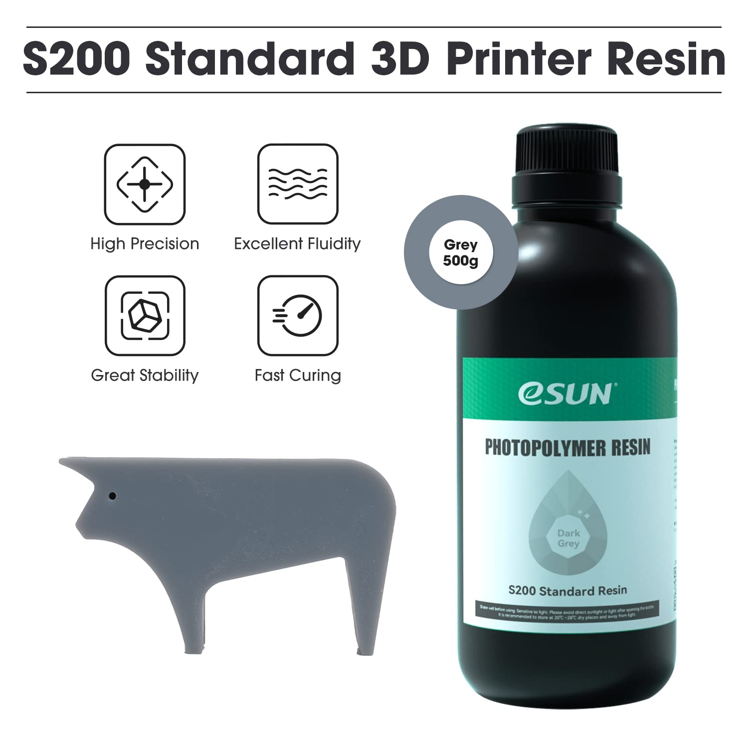 esun-s200-r-sine-standard-405nm-pour-imprimante-3d-lcd-500g-gris image 2
