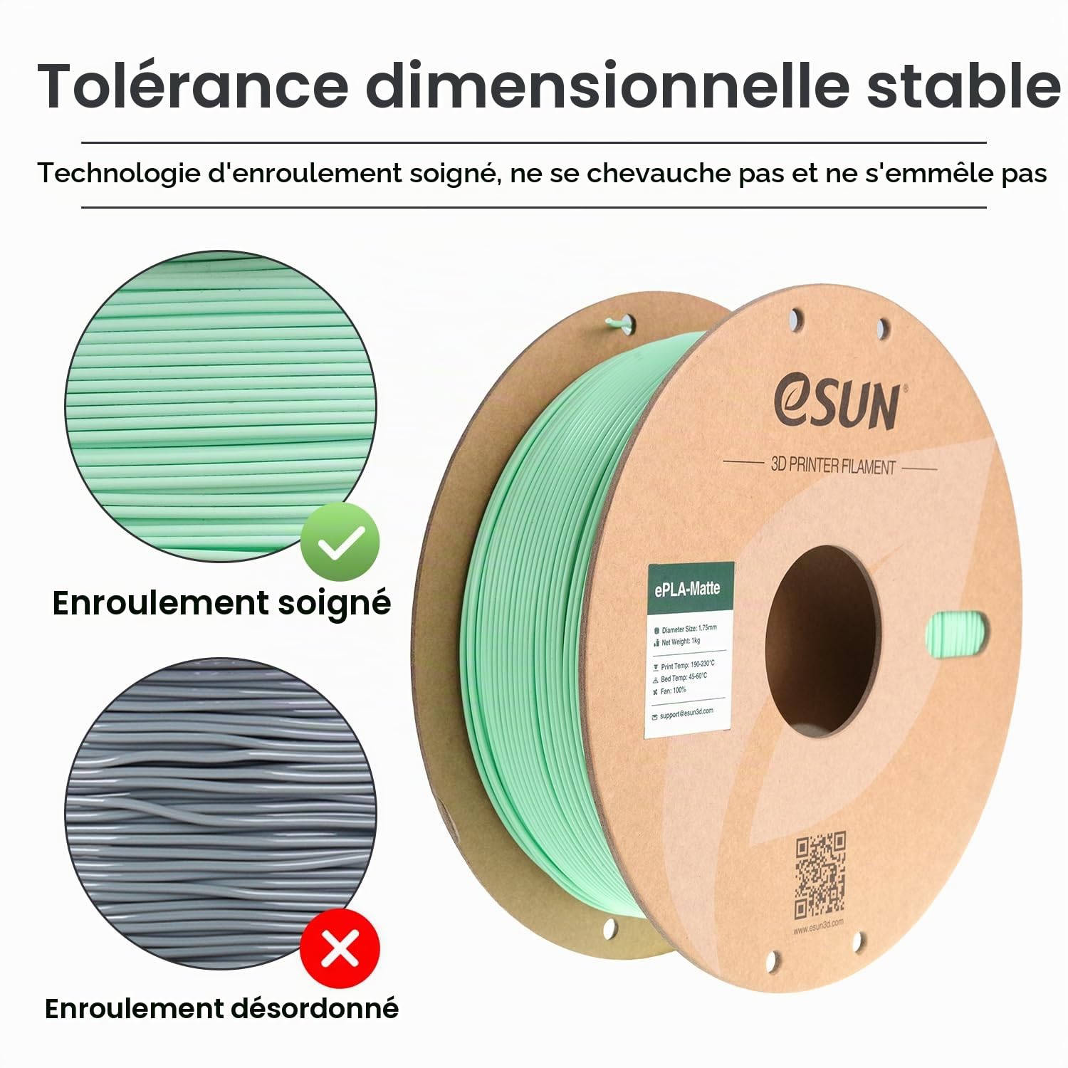 esun-pla-mat-filament-1-75-mm-1-kg-vert-menthe-mat image 4