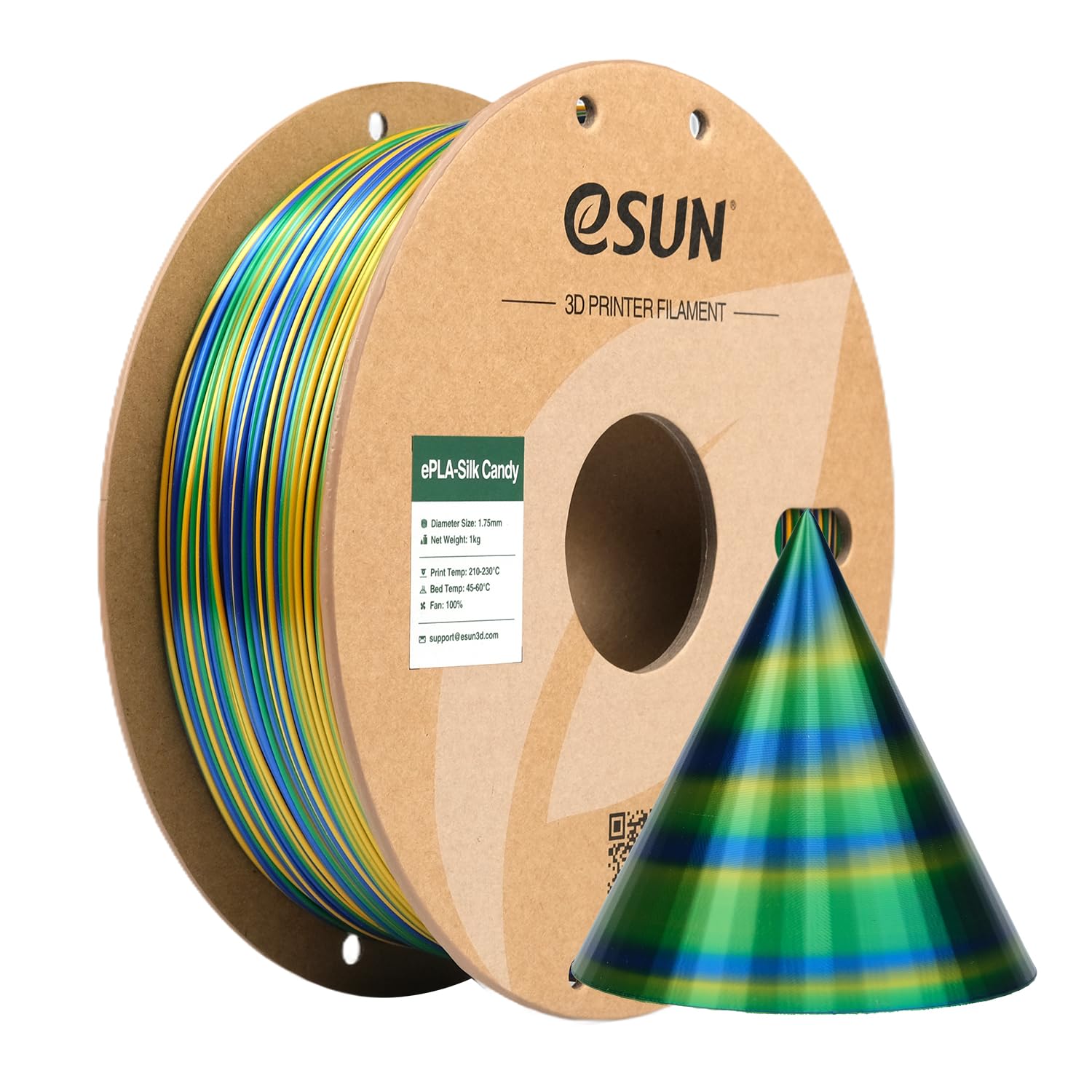 esun-pla-silk-candy-filament-1-75-mm-1kg-or-bleu-vert image 1