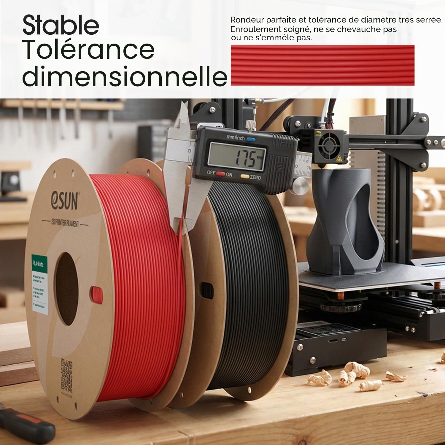 esun-pla-mat-filament-1-75mm-2x1kg-rouge-fonc image 4